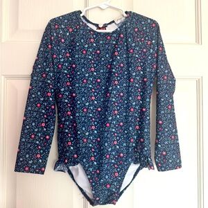 girls slate blue floral rashguard one piece - minnow swim